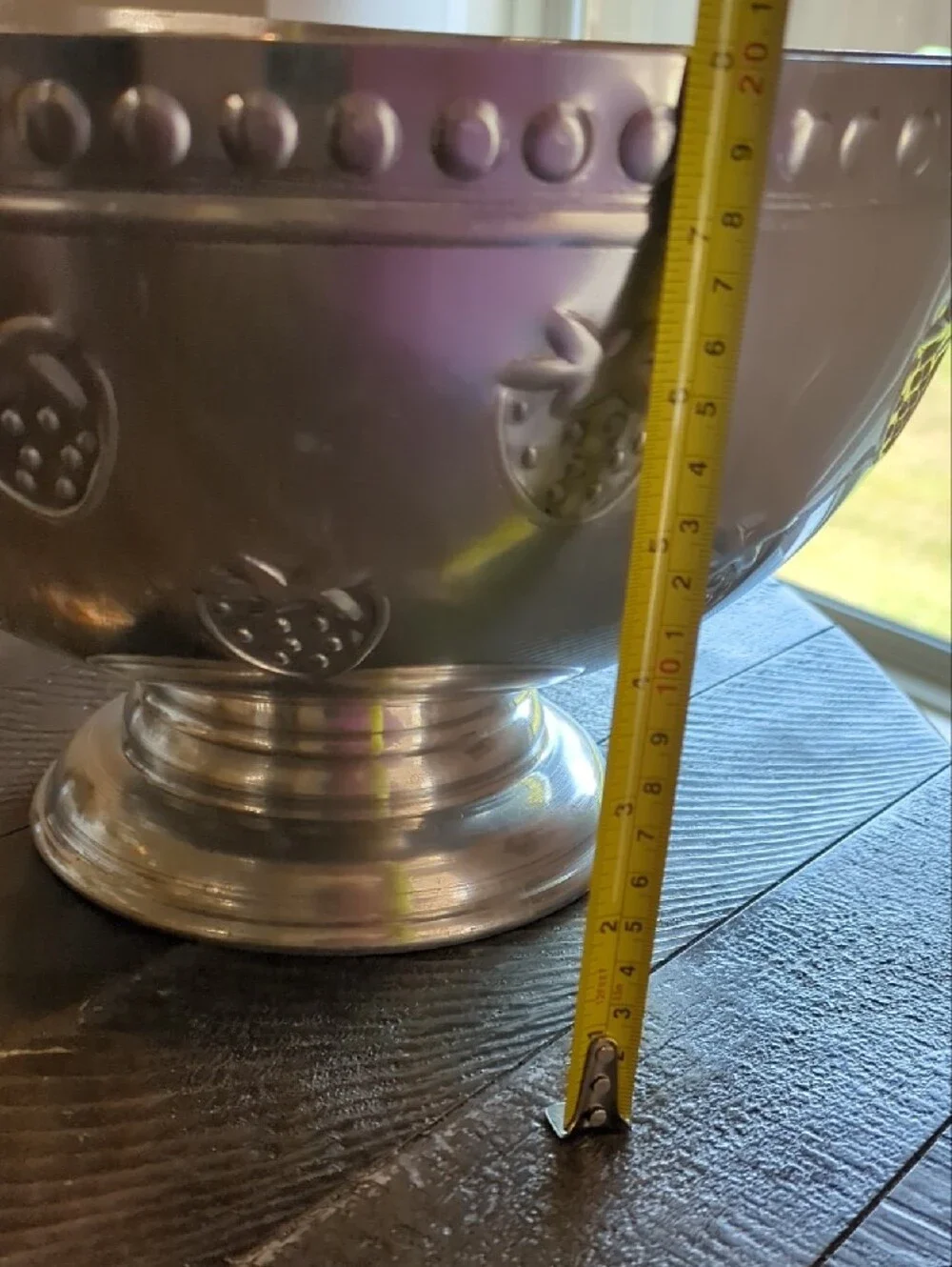 vintage IHI silver-tone aluminum pedestal serving bowl